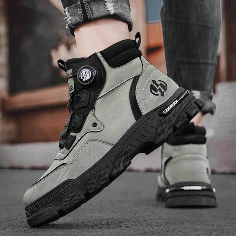 Martin Boots Men'S 2024 New Arrival British Style Men'S Shoes Workwear Mountaineering Rhubarb Boots Swivel Button Short Boots - Image 5